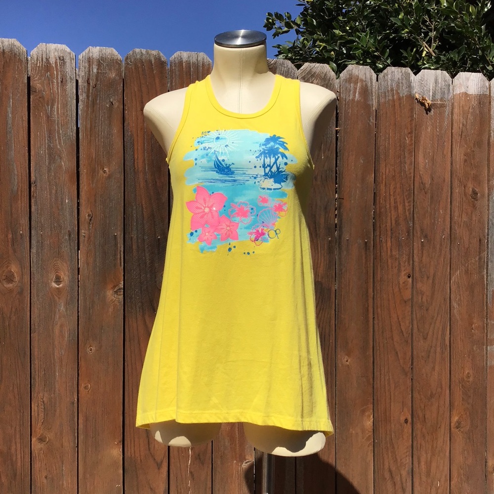 OP Girls Yellow Sleeveless Dress with Tropical Print Item #160